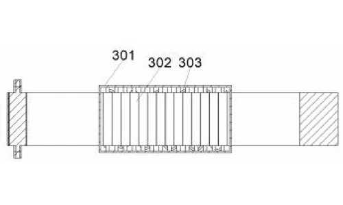 Sectional view of the drying box with heating tubes and heating roller